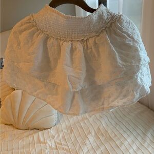 Hollister Cream Ruffled Mini Skirt